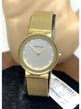 Bering Women's Watch 10126-334 Quartz Silver Dial Gold Tone Stainless Steel 25mm